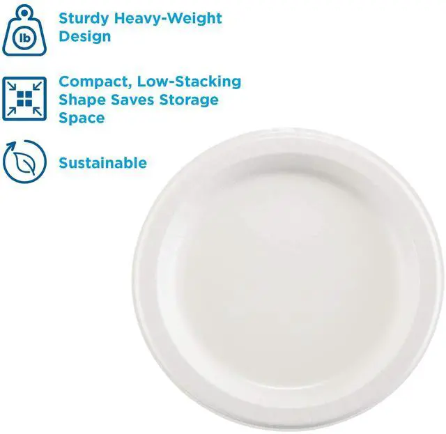 Alt view image 3 of 7 - Dixie DIX SXP10W Heavy-Weight Paper Plates - 10" diameter - White - 125/Pack - 4 Packs/Carton