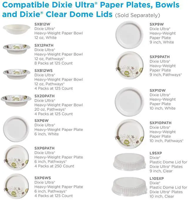 Alt view image 7 of 7 - Dixie DIX SXP10W Heavy-Weight Paper Plates - 10" diameter - White - 125/Pack - 4 Packs/Carton