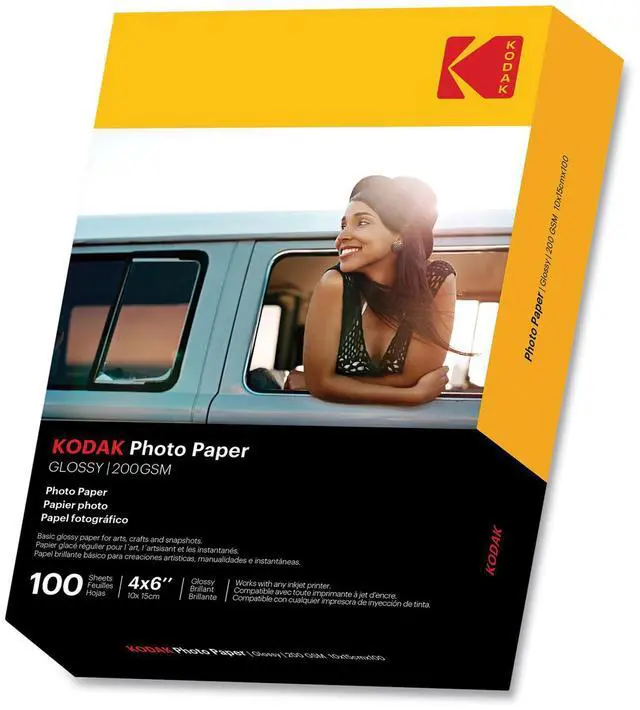 Main image of Kodak Photo Paper, 8 mil, 4 x 6, Glossy White, 100/Pack