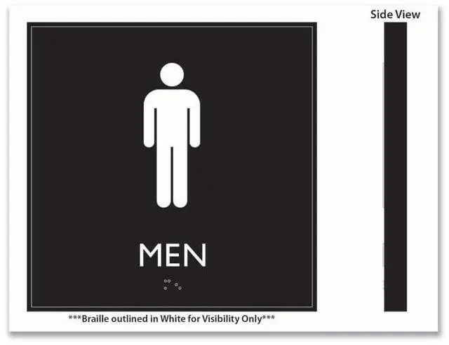 Alt view image 3 of 4 - ADA Sign Men Plastic 8 x 8 Clear/White 66914