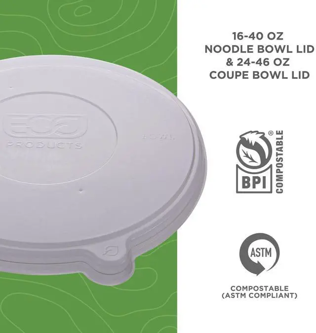 Alt view image 5 of 7 - Eco-Products EP-BLRLID Worldview 100 Percent Recycled Content Lid - 7.93" Diameter x 0.6" height - Clear - 400/Carton