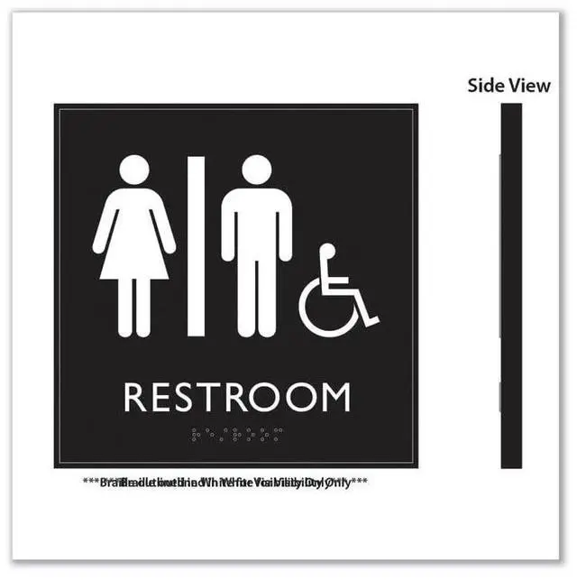 Alt view image 2 of 3 - ADA Sign Unisex Accessible Restroom Plastic 8 x 8 Clear/White 66911