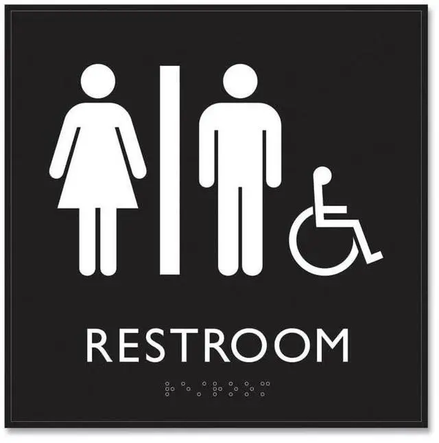 Alt view image 3 of 3 - ADA Sign Unisex Accessible Restroom Plastic 8 x 8 Clear/White 66911
