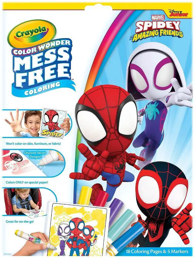 Alt view image 5 of 7 - Spidey and His Amazing Friends Color Wonder Kit Includes Five Markers Ages 3 and Up 18 Pages 752784