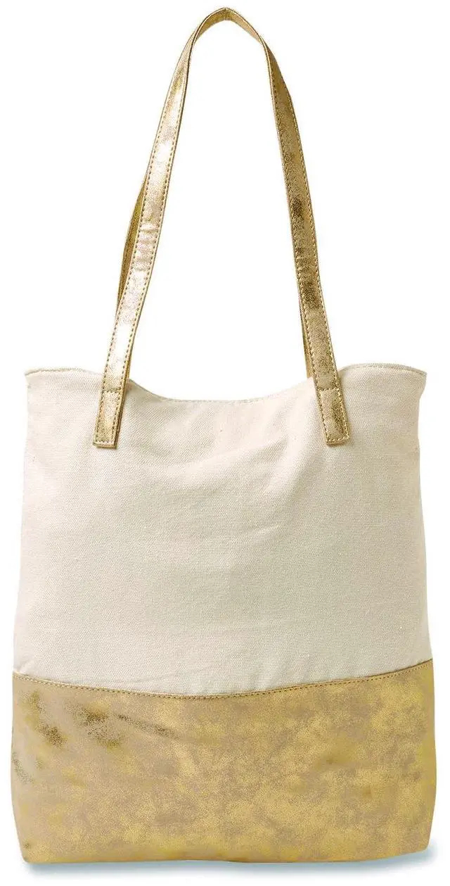 Main image of Deluxe Tote Bag Large Accommodates Laptops Up to 13" 14.25" x 4" x 16.25" Beige/Gold MS106A