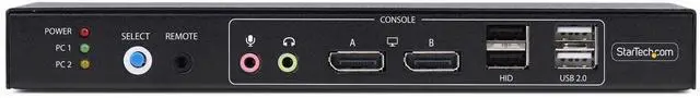 Alt view image 3 of 7 - StarTech 2-Port Dual-Monitor DisplayPort KVM Switch with Dual View Video Matrix- 4K 60Hz - 4x USB Hub Ports - Hotkey Switching - DP 1.2 Matrix KVM   P2ADD121D-KVM-SWITCH