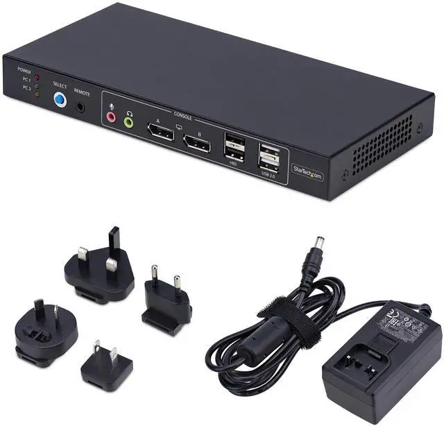 Alt view image 7 of 7 - StarTech 2-Port Dual-Monitor DisplayPort KVM Switch with Dual View Video Matrix- 4K 60Hz - 4x USB Hub Ports - Hotkey Switching - DP 1.2 Matrix KVM   P2ADD121D-KVM-SWITCH