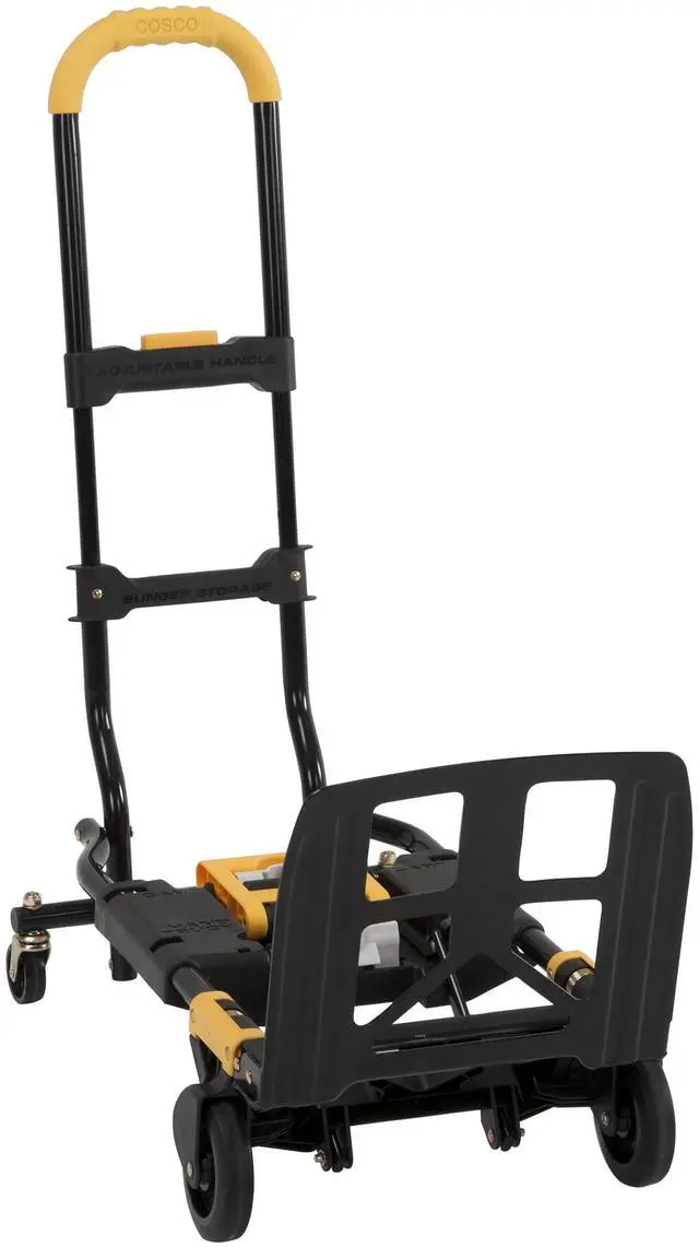 Alt view image 2 of 7 - Cosco 12225YGB1E 2-in-1 Folding Hand Truck - 300 lb Capacity - 17" x 30.5" x 33.5" - Black/Yellow