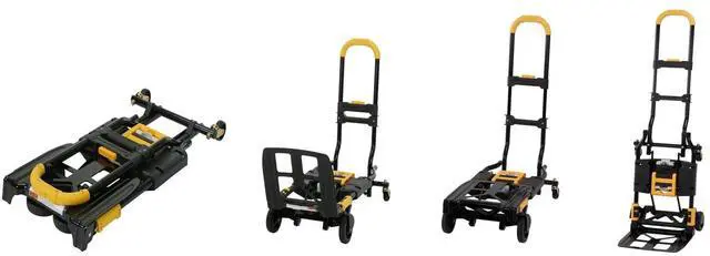 Alt view image 4 of 7 - Cosco 12225YGB1E 2-in-1 Folding Hand Truck - 300 lb Capacity - 17" x 30.5" x 33.5" - Black/Yellow