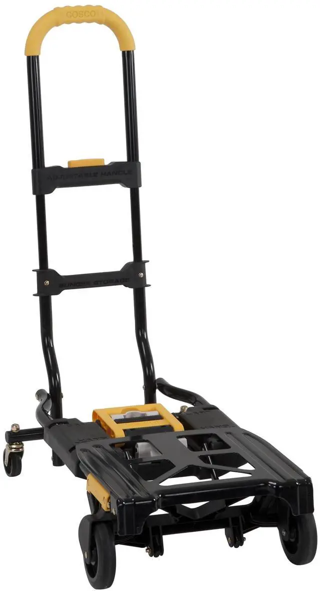 Alt view image 3 of 7 - Cosco 12225YGB1E 2-in-1 Folding Hand Truck - 300 lb Capacity - 17" x 30.5" x 33.5" - Black/Yellow