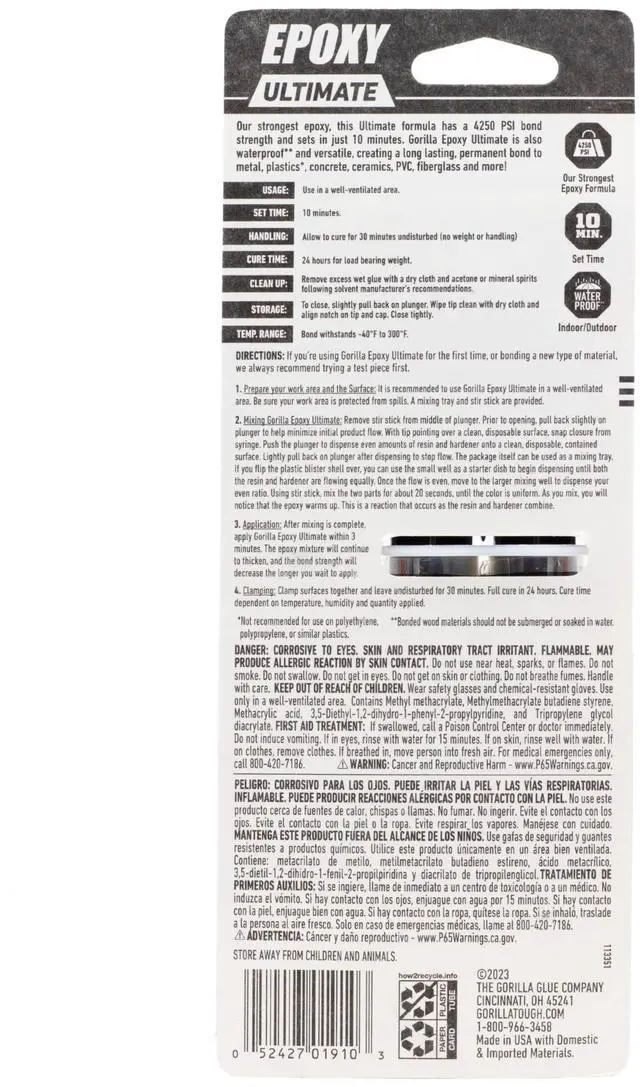 Alt view image 6 of 6 - Epoxy Ultimate 0.85 oz Syringe Dries Black 113442