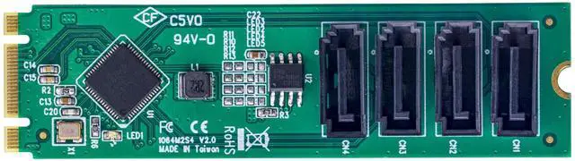 Alt view image 3 of 5 - StarTech 4-Port M.2 to SATA Adapter Card, ASM1064 Chipset TA 4P-SATA-M2-ADAPTER