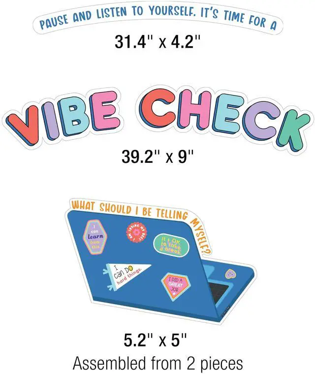 Alt view image 3 of 7 - Decorative Bulletin Board Set 51-Piece Set We Stick Together: Vibe Check 14.1" x 17.9" Multicolor 110584
