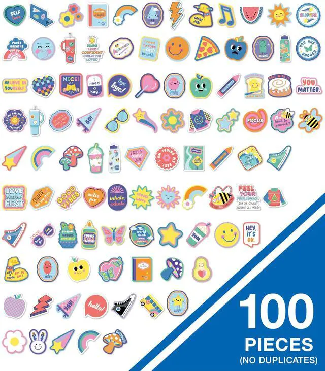 Alt view image 2 of 7 - "We Stick Together" Themed Vinyl Stickers Assorted Illustrations and Colors 100/Pack 168322