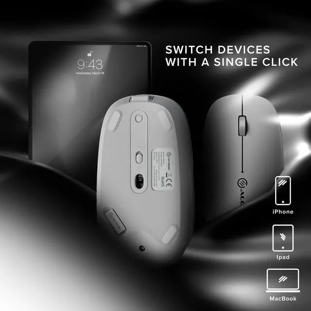 Alt view image 2 of 5 - Alogic Echelon USB-C Rechargeable Wireless Mouse White AMBT4KWH