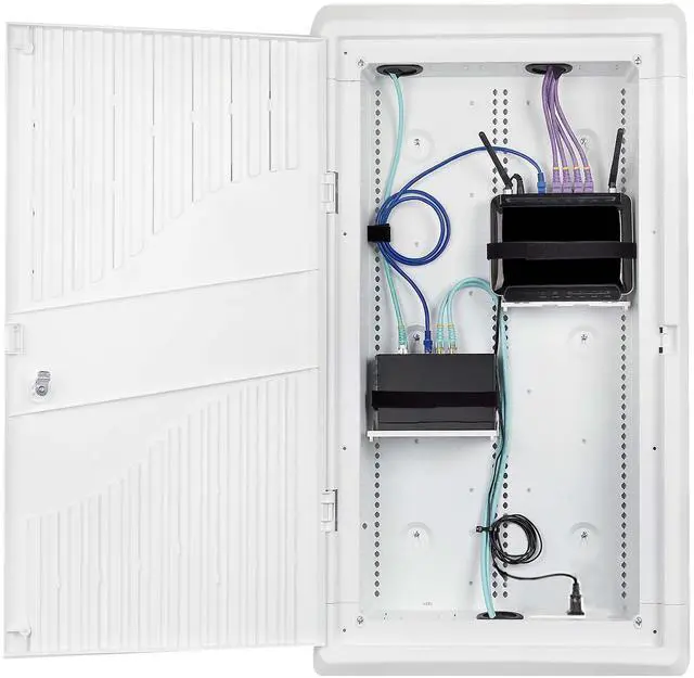 Alt view image 7 of 7 - StarTech 28-Inch Wall-Mount Media Enclosure - Cable Management Box for Network Distribution - Structured Media Enclosure - Mounting Fixtures and Modules Included   28P1-MEDIA-ENCLOSURE