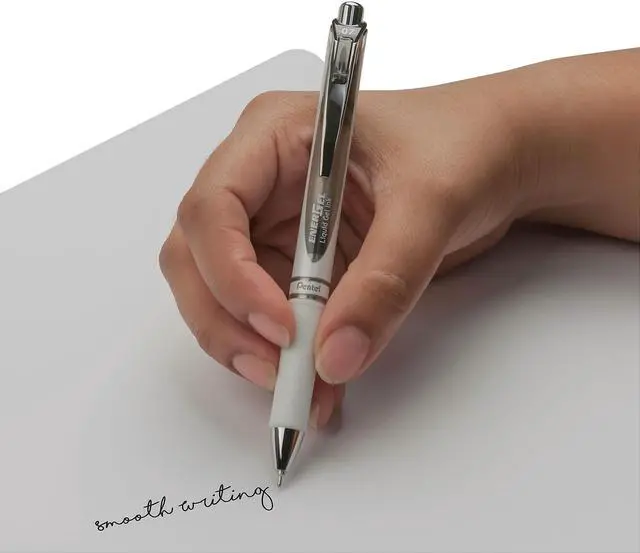 Alt view image 4 of 5 - Pentel EnerGel Pearl Gel Pen Retractable Medium Black Ink Dozen BLN77PWA