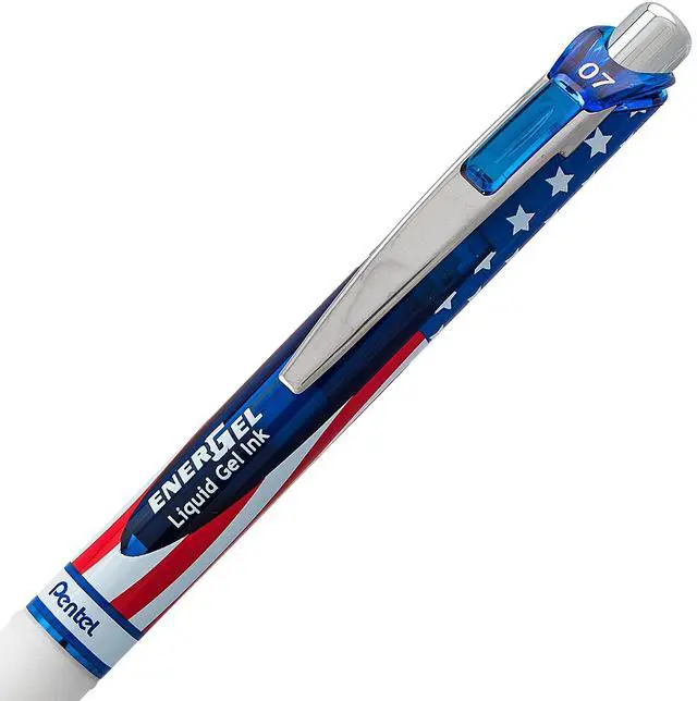 Alt view image 3 of 5 - EnerGel RTX Stars and Stripes Gel Pen Retractable Medium 0.7 mm Black Ink Dozen