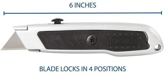 Alt view image 2 of 6 - Retractable Utility Knife 1.25" Blade 3.5" Plastic Handle Black/Gray 12243