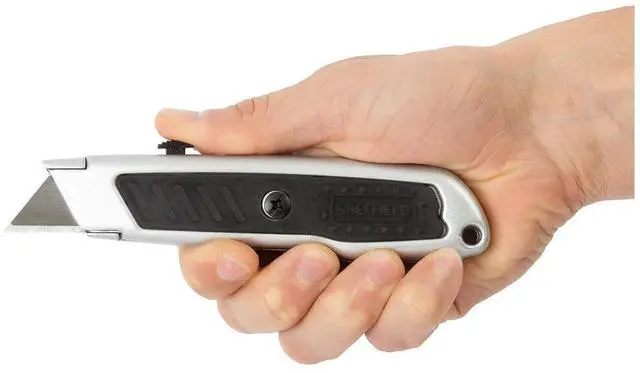 Alt view image 3 of 6 - Retractable Utility Knife 1.25" Blade 3.5" Plastic Handle Black/Gray 12243