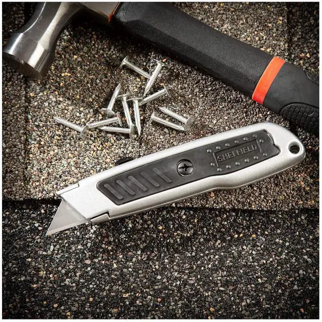 Alt view image 6 of 6 - Retractable Utility Knife 1.25" Blade 3.5" Plastic Handle Black/Gray 12243