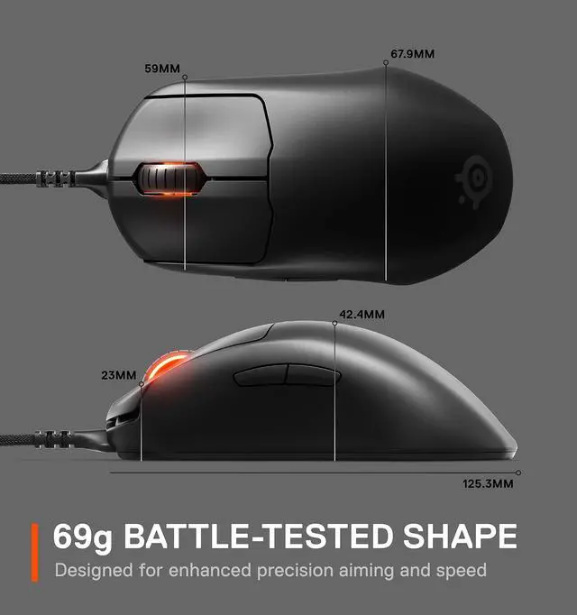 Alt view image 3 of 7 - SteelSeries Prime+ 18000cpi Optical Wireless RGB Gaming Mouse Black 62490