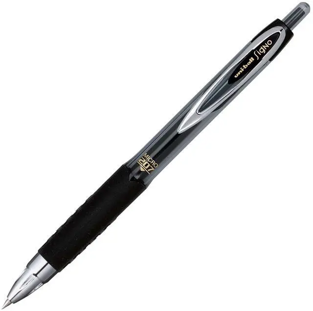 Alt view image 4 of 7 - Uni-ball Signo 207 Retractable Gel Pen Micro 0.5 mm Black Ink Dozen 61255