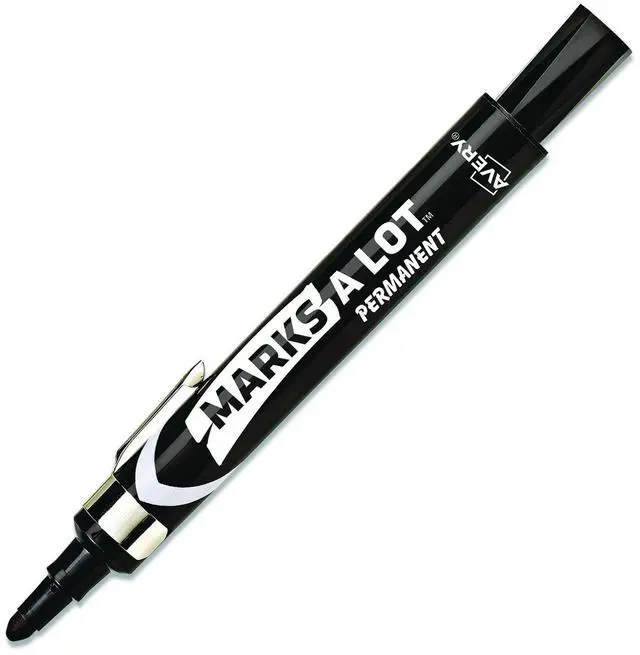 Main image of MARKS A LOT Large Desk-Style Permanent Marker with Metal Pocket Clip Broad Bullet Tip Black 24878