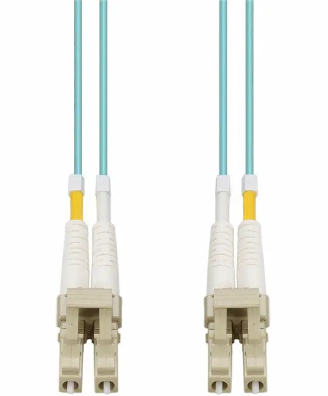 Main image of AddOn 30m LC to LC Aqua OM4 Duplex OFNP Plenum-Rated Fiber Patch Cable