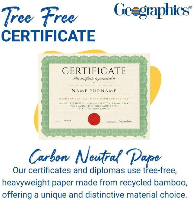 Alt view image 2 of 7 - Geographics Tree Free Certificate Natural with Green Border