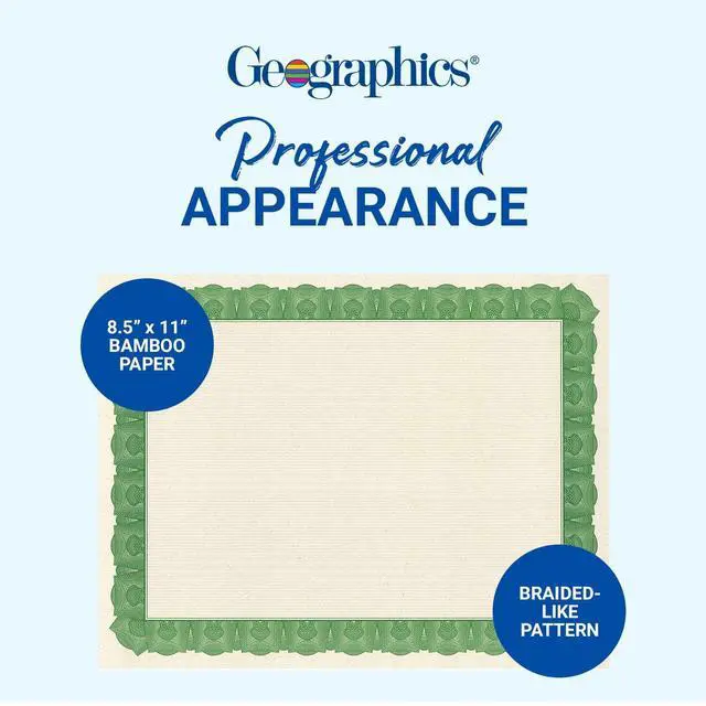 Alt view image 3 of 7 - Geographics Tree Free Certificate Natural with Green Border