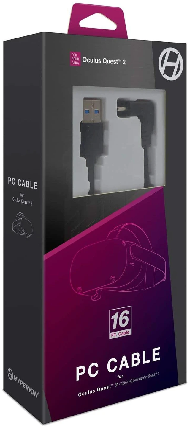 Alt view image 2 of 5 - Hyperkin PC 16ft Angled USB-C to USB-A Cable for Oculus Quest 2 M07479 -