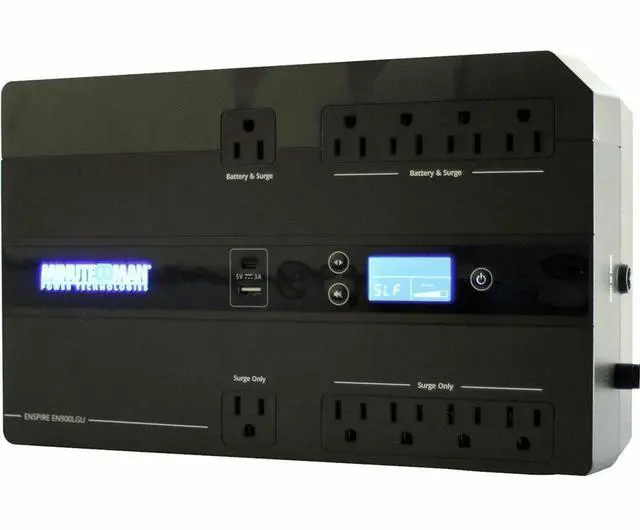 Main image of Minuteman EN900LGU Enspire-G  900VA Compact/Desktop/Floor/Wall Mountable UPS - Compact/Desktop/Floor/Wall Mountable - 3 Minute Stand-by - 120 V AC Input - 120 V AC Output - Stepped Sine Wave - USB