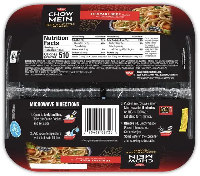 Alt view image 2 of 5 - Teriyaki Beef Chow Mein Noodles 4 oz Bowl 8/Carton NIS08723