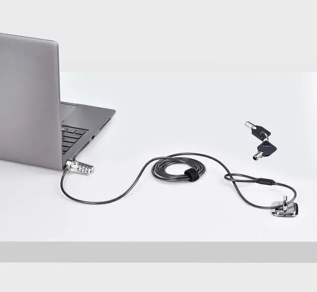 Alt view image 7 of 7 - StarTech Slim Lock Noble Wedge Slot Compatible, 5ft Anti-Theft Locking Cable