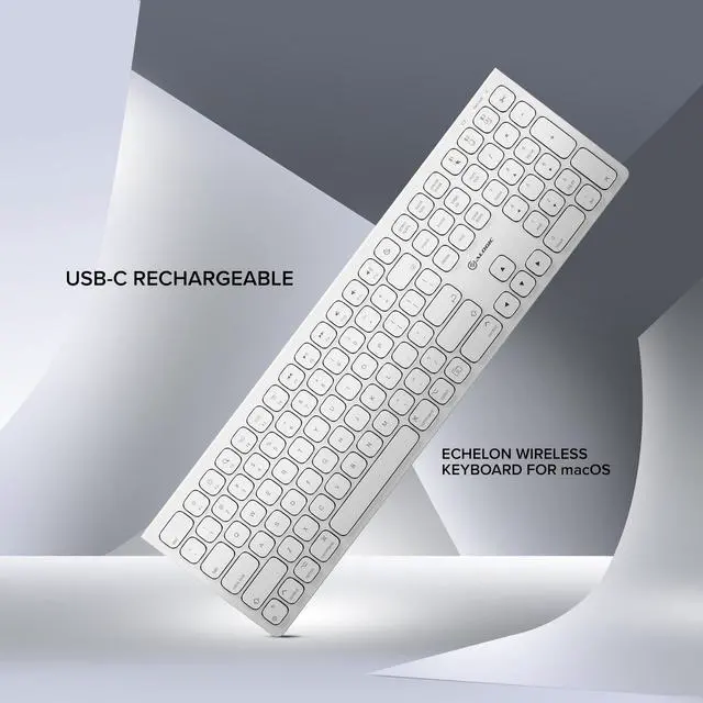 Alt view image 3 of 7 - Alogic Echelon USB-C Rechargeable Wireless Keyboard for macOS ASKBT3M