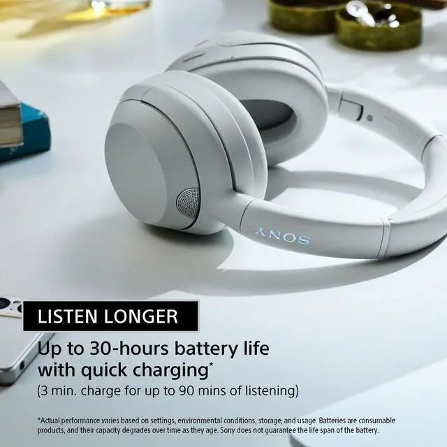 Alt view image 4 of 7 - Sony ULT WEAR Over-Ear Headphones, Noise Cancelling Headphones Bluetooth (Off White)