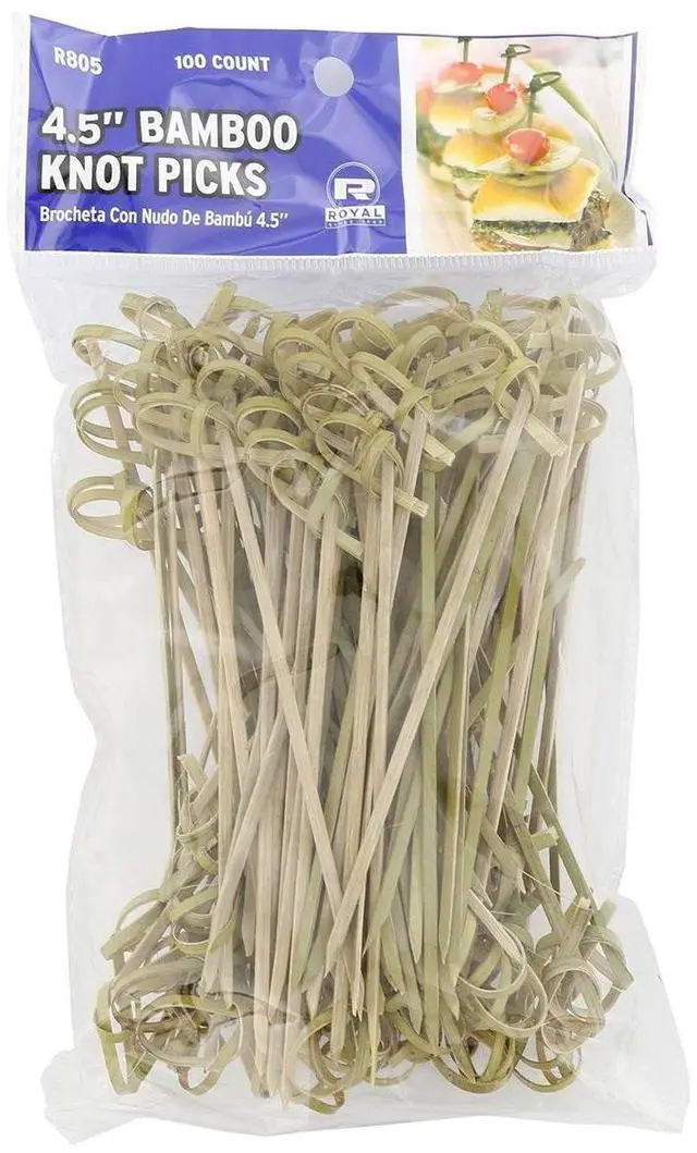Alt view image 5 of 6 - Knotted Bamboo Pick Paper 4.5" Natural 100/Pack 10 Packs/Carton R805