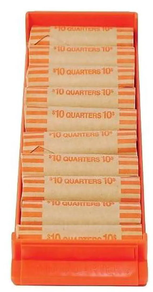 Alt view image 2 of 2 - Controltek Stackable Plastic Coin Tray Quarters 10 Compartments Orange 560563