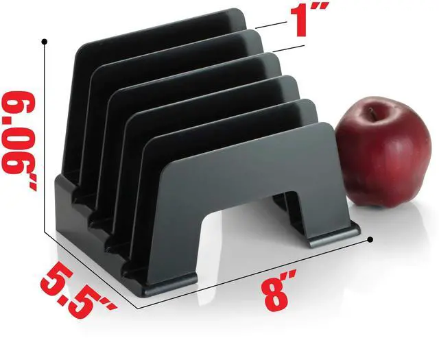 Alt view image 3 of 7 - Recycled Incline Mail Sorter 5 Sections Envelopes 8 x 5.5 x 6 Black OIC26002