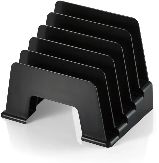 Alt view image 4 of 7 - Recycled Incline Mail Sorter 5 Sections Envelopes 8 x 5.5 x 6 Black OIC26002