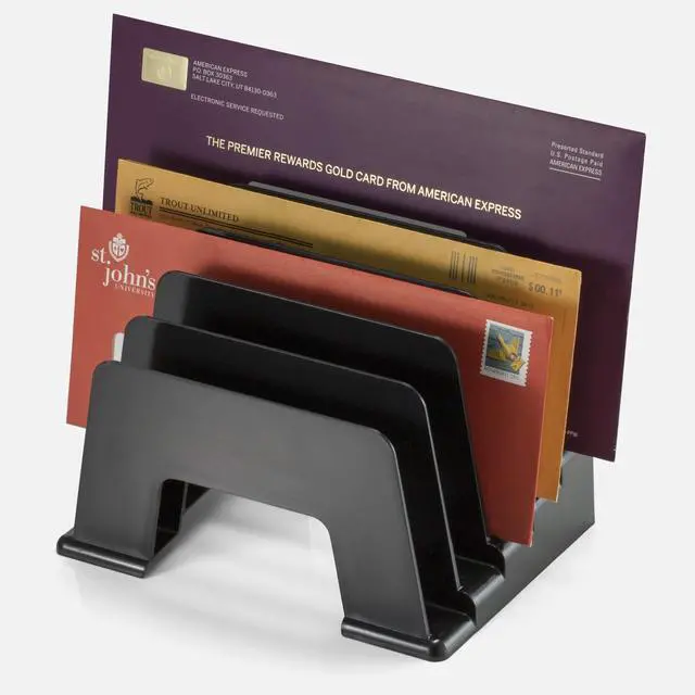 Alt view image 6 of 7 - Recycled Incline Mail Sorter 5 Sections Envelopes 8 x 5.5 x 6 Black OIC26002