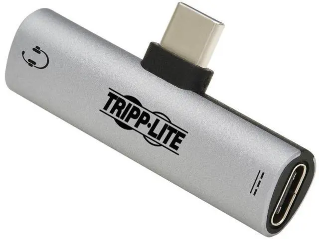 Alt view image 5 of 7 - Tripp Lite USB-C to 3.5mm Headphone Jack Plus Charging Adapter Silver U437001CV2