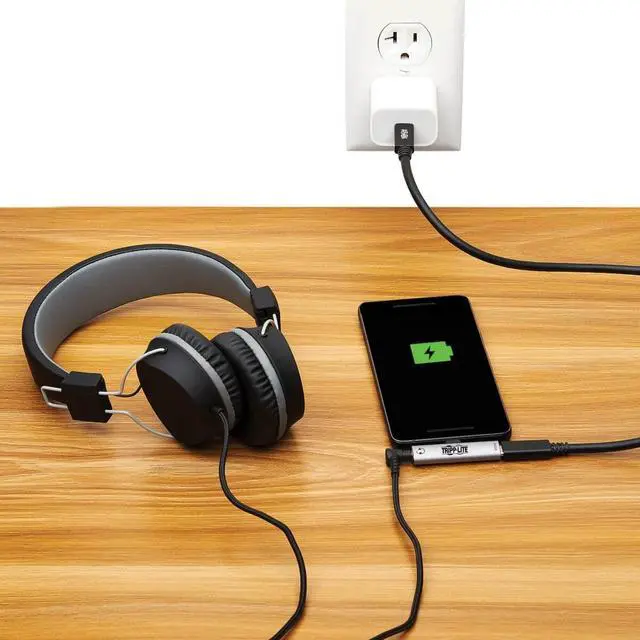 Alt view image 7 of 7 - Tripp Lite USB-C to 3.5mm Headphone Jack Plus Charging Adapter Silver U437001CV2