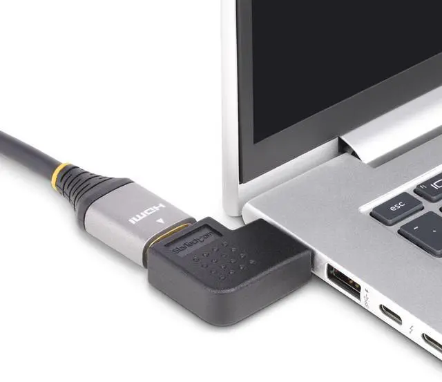 Alt view image 6 of 7 - StarTech Right Angle HDMI 2.0 Adapter M to F Horizontal 90-Degree Port Saver