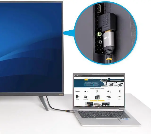 Alt view image 7 of 7 - StarTech Right Angle HDMI 2.0 Adapter M to F Horizontal 90-Degree Port Saver