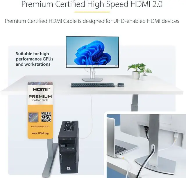 Alt view image 5 of 6 - StarTech 6ft Premium Certified High Speed HDMI Cable HDMI2-CABLE-4K60-6FW