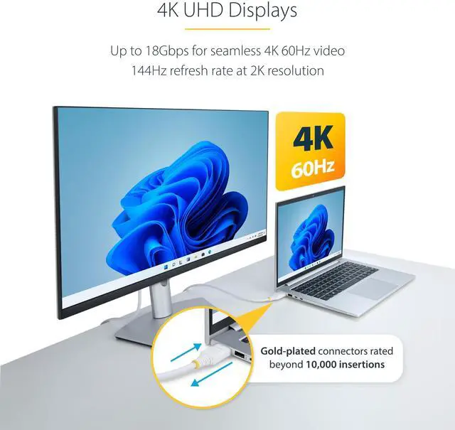 Alt view image 4 of 6 - StarTech 6ft Premium Certified High Speed HDMI Cable HDMI2-CABLE-4K60-6FW