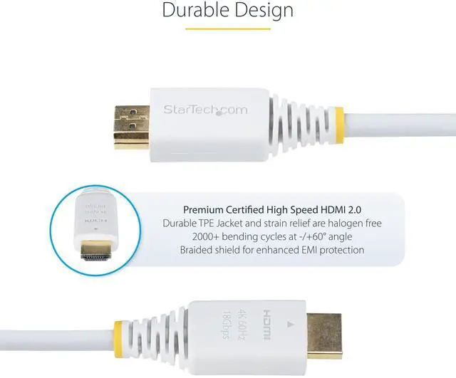 Alt view image 6 of 6 - StarTech 6ft Premium Certified High Speed HDMI Cable HDMI2-CABLE-4K60-6FW