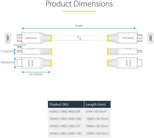 Alt view image 4 of 6 - StarTech 30ft Active High Speed HDMI Cable 2.0 Cord HDMI2-CABLE-4K60-30F